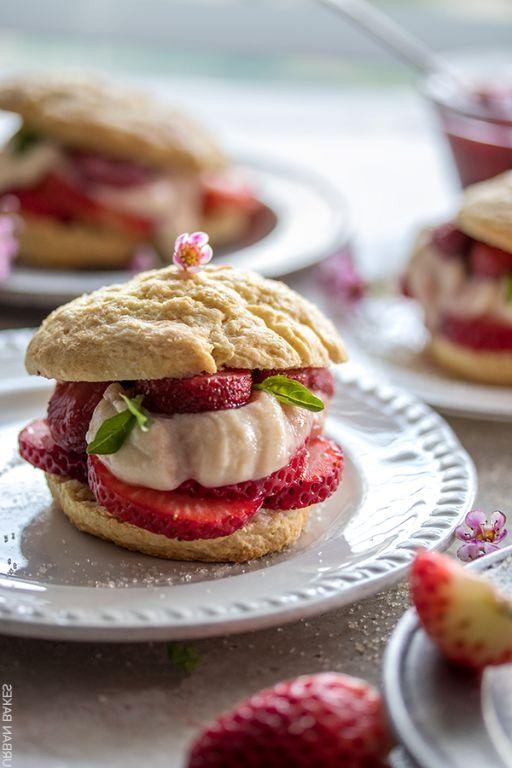 Basil and Strawberry Shortcake