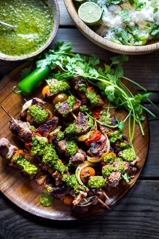 Beef Cube Skewers with Chimichurri