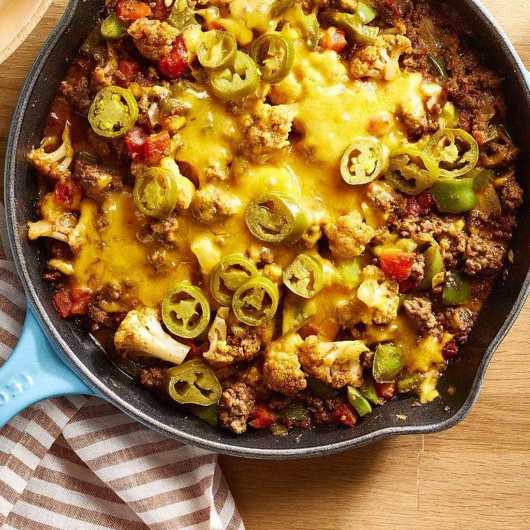 Beef and Cauliflower Casserole with Cheddar
