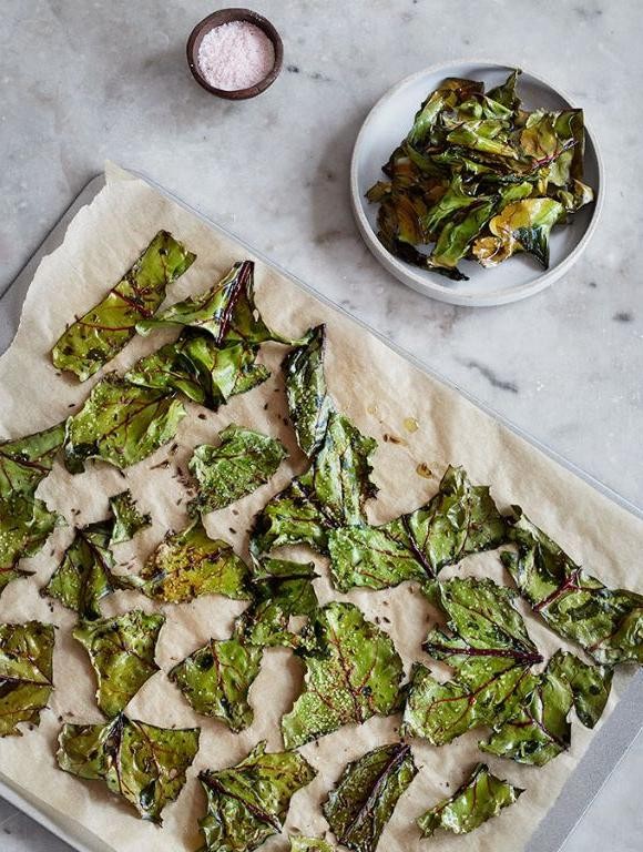 Beet Greens Chips with Sea Salt