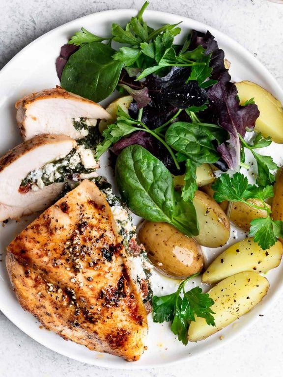 Beet Greens and Feta Stuffed Chicken