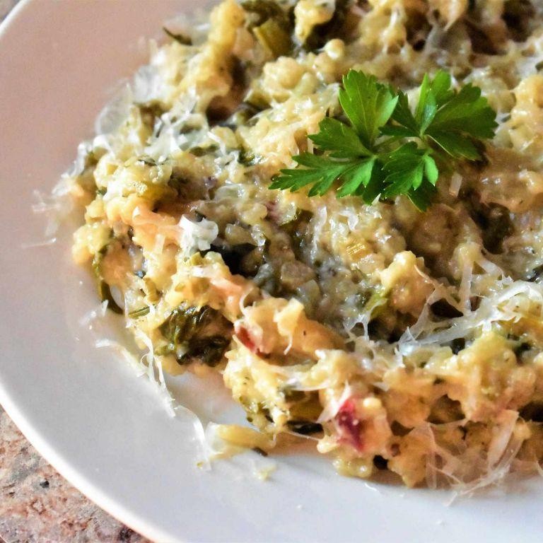 Beet Greens and Mushroom Risotto