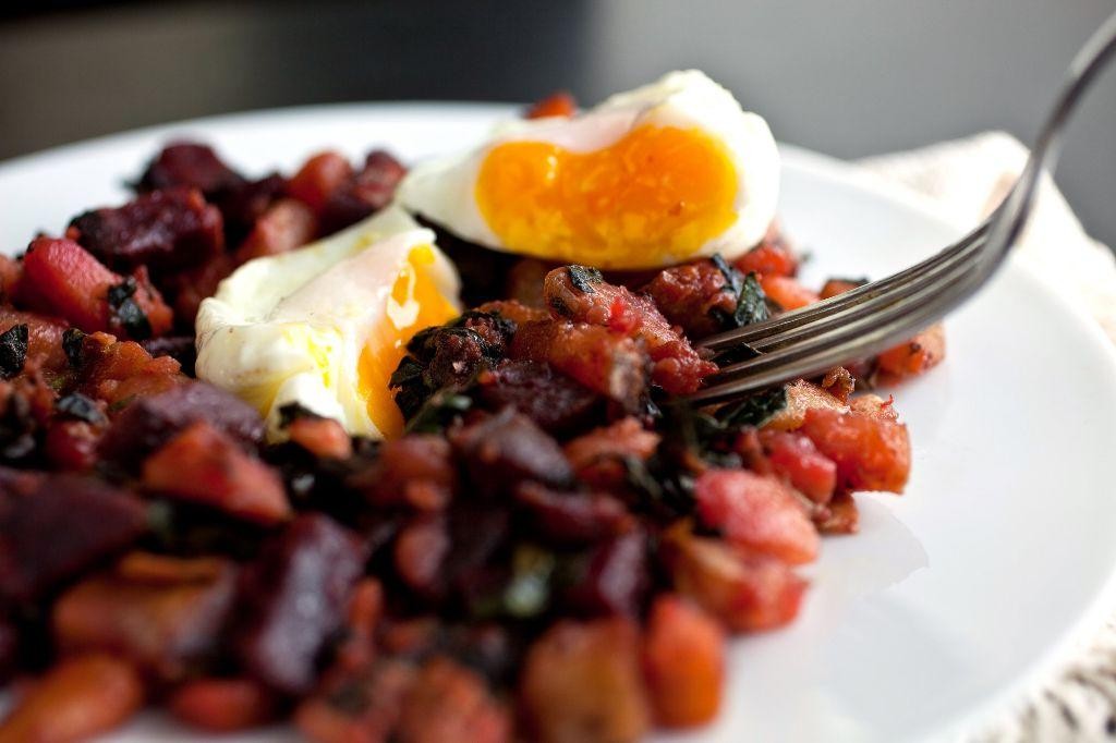 Beet Greens and Sweet Potato Hash