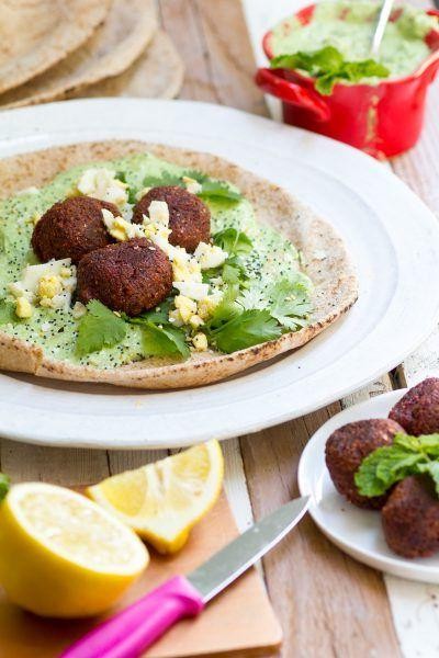 Beetroot Falafel with Mint Yogurt