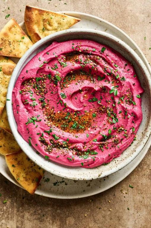 Beetroot Hummus with Tahini and Garlic