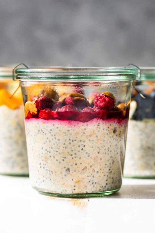 Berry and Almond Butter Overnight Oats
