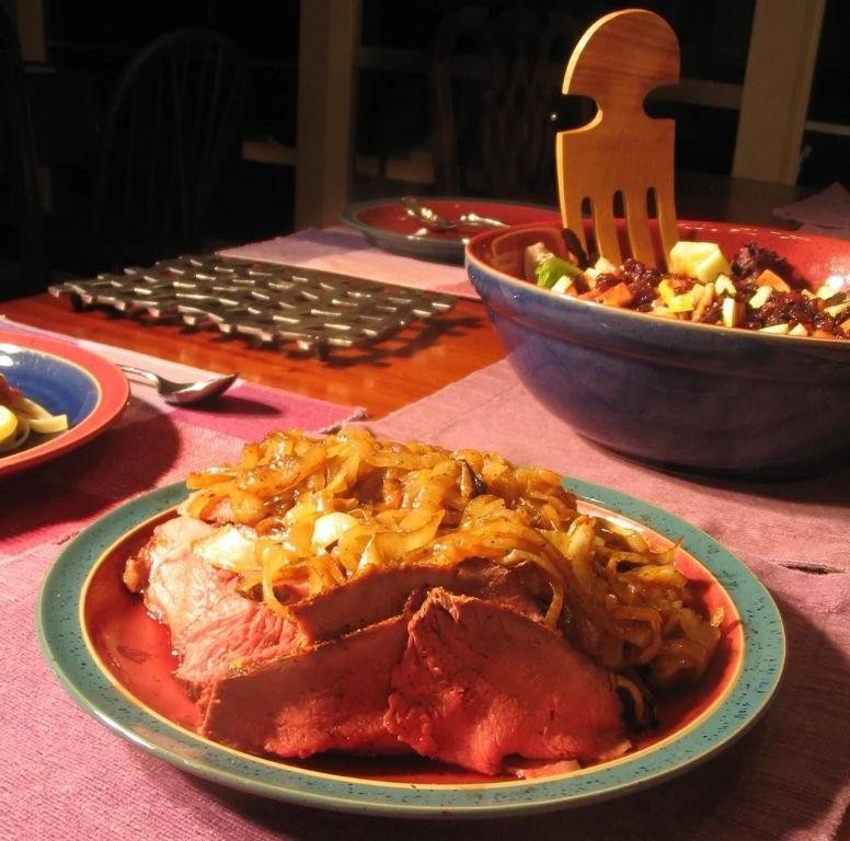Bison Roast with Caramelized Onions and Balsamic