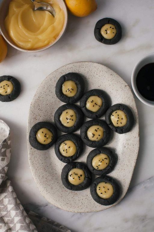 Black Sesame Thumbprint Cookies