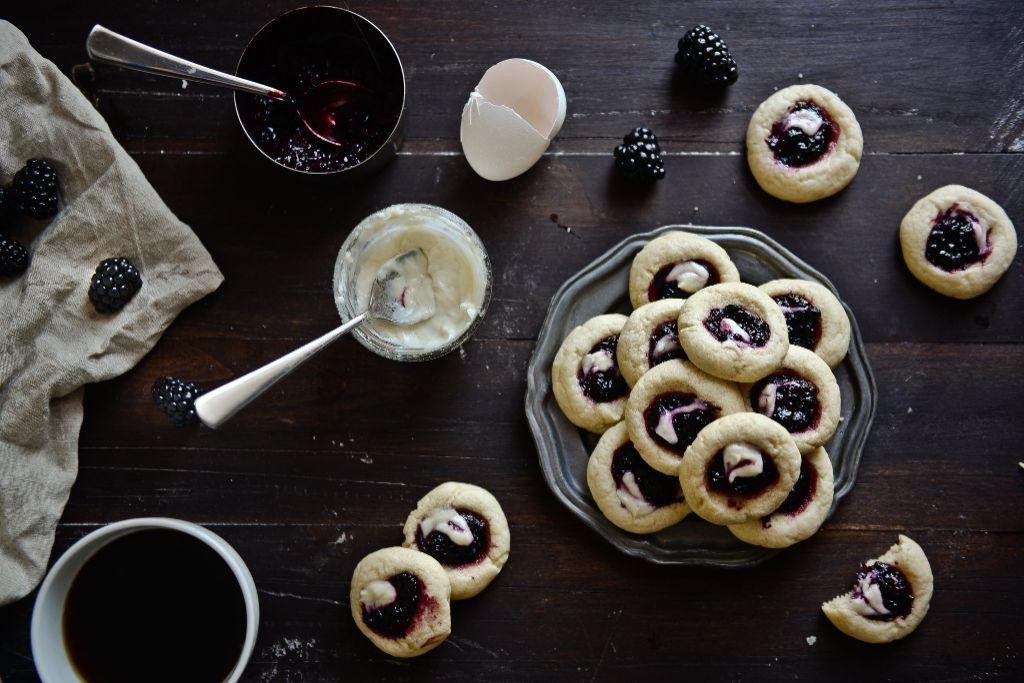 Blackberry Cream Cheese Thumbprint Cookies
