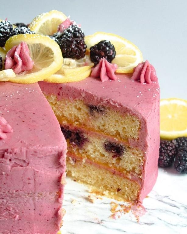 Blackberry Spice Cake with Lemon Curd Filling