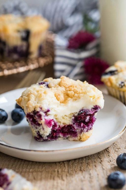 Blueberry Cheesecake Muffins with Cream Cheese Filling