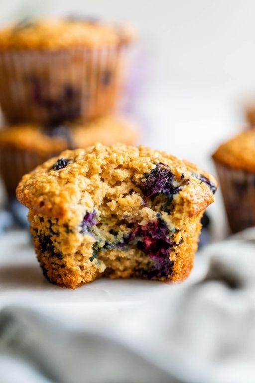 Blueberry Oatmeal Muffins with Honey Drizzle