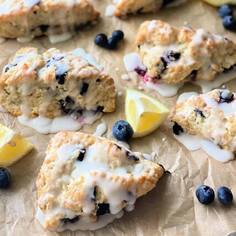 Blueberry Scones with Lemon Glaze