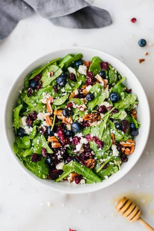 Blueberry and Spinach Salad with Feta Cheese