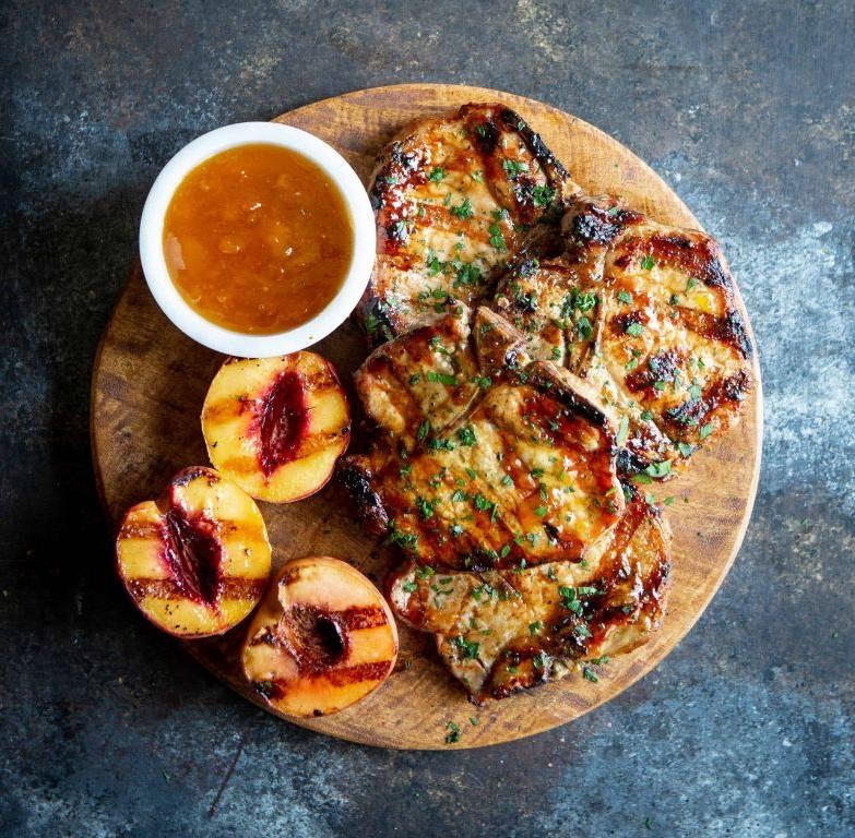 Bourbon Peach Glazed Pork Chops