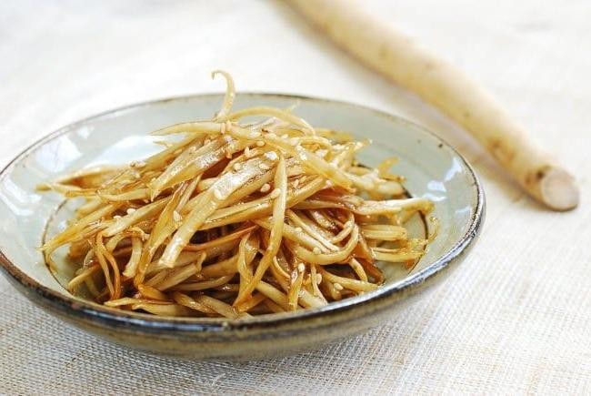 Braised Burdock Root with Soy Sauce and Sesame