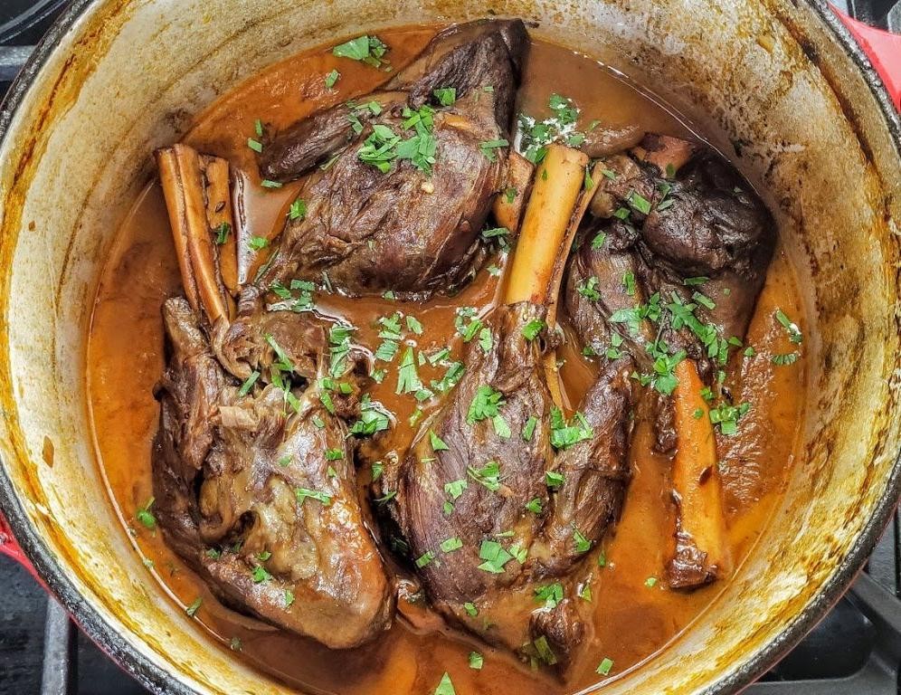 Braised Lamb Shanks with Dried Porcini Mushrooms