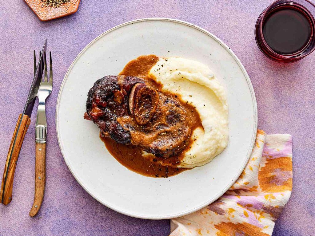 Braised Moose Shanks with Red Wine Reduction