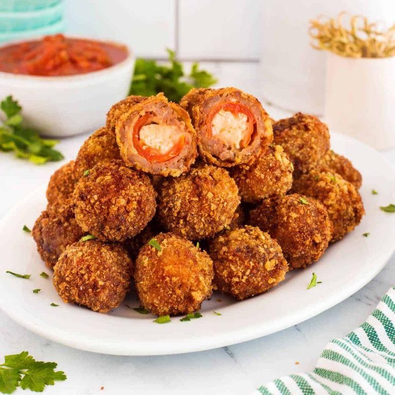 Bread Crumb and Cheese-Stuffed Meatballs