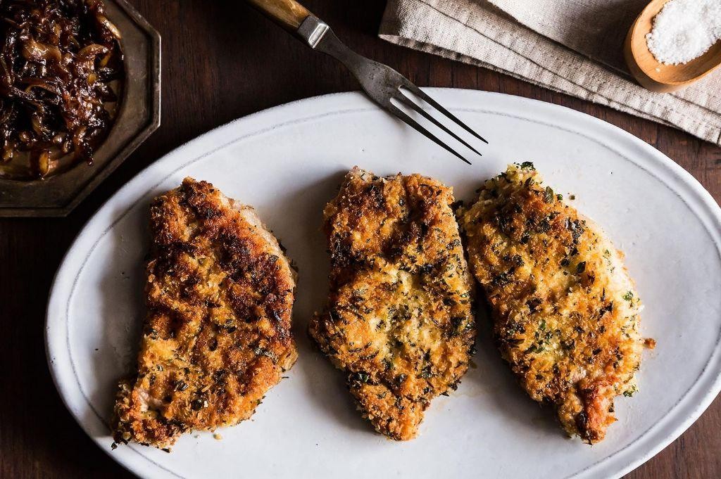 Bread Crumb and Herb-Crusted Pork Chops