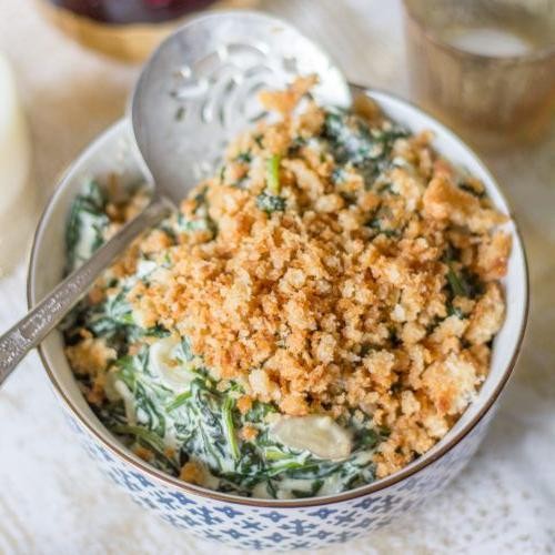 Bread Crumb-Topped Creamy Spinach Casserole