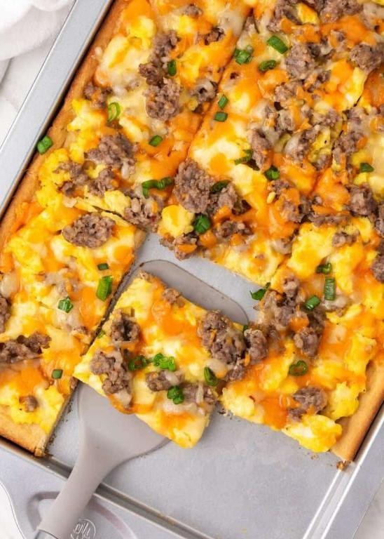 Breakfast Pizza Casserole with Eggs and Sausage