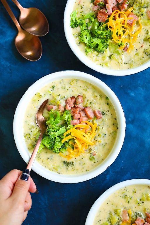 Broccoli and Ham Cheddar Soup