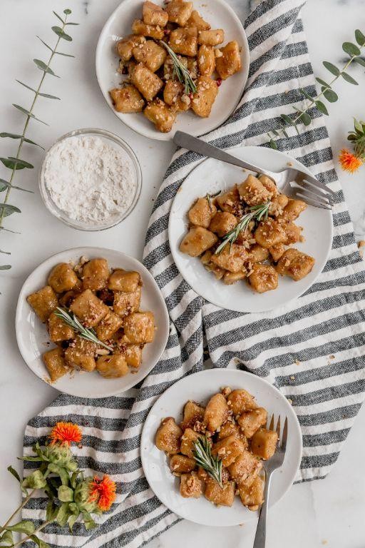 Brown Sugar Glazed Sweet Potato Gnocchi with Walnuts