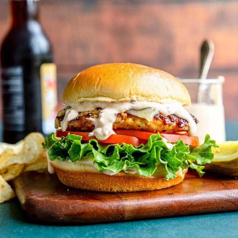 Buffalo Chicken Burgers with Chipotle Mayo