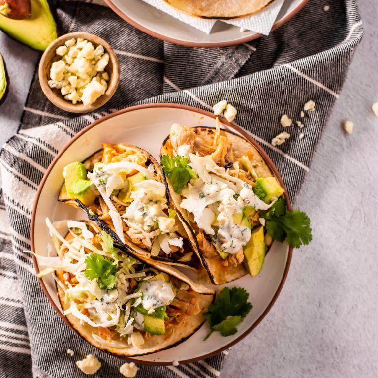 Buffalo Chicken Wonton Tacos with Blue Cheese