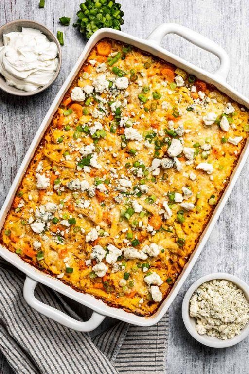 Buffalo Chicken and Rice Bake