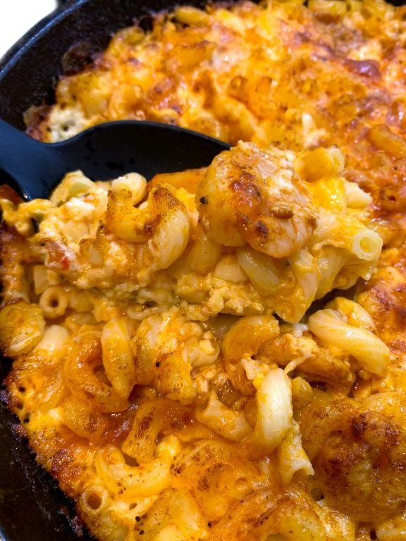 Buffalo Chicken and Shrimp Mac and Cheese