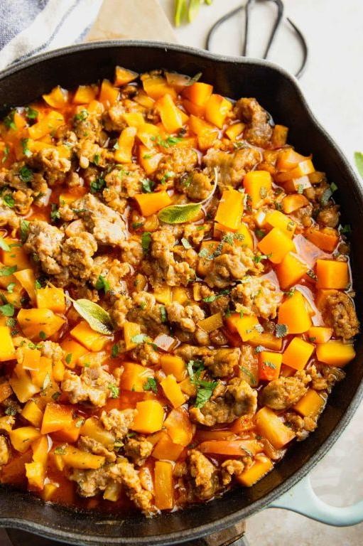 Butternut Squash and Sausage Skillet