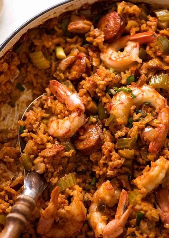 Cajun Ground Beef and Shrimp Jambalaya