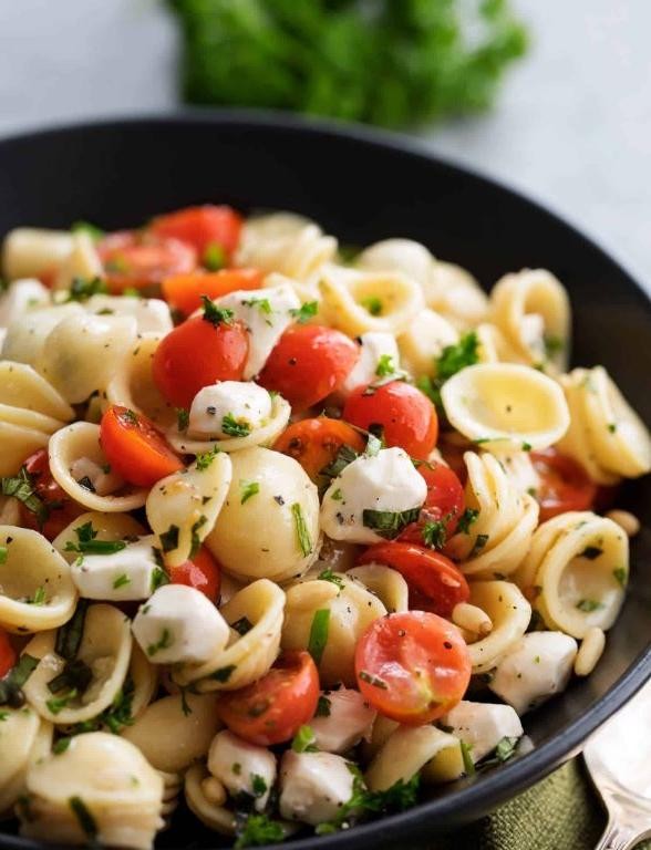 Caprese Italian Pasta Salad with Fresh Basil