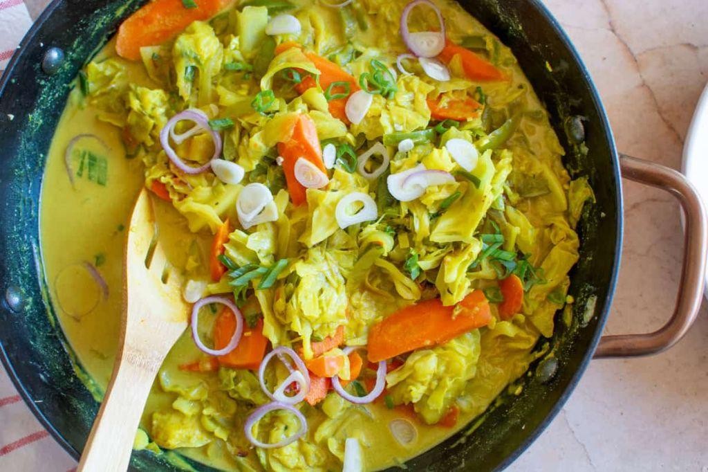Caribbean Coconut Cabbage with Garlic and Ginger