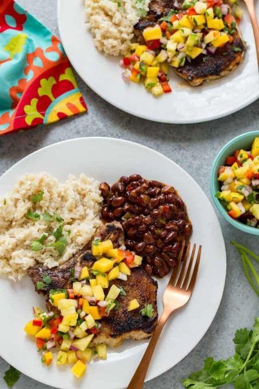 Caribbean Spiced Pork Chop and Pineapple Rice