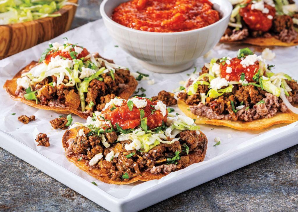 Carne Molida and Black Bean Tostadas