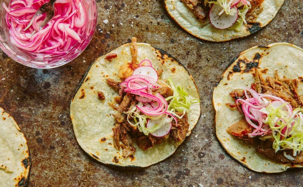 Carnitas Street Tacos with Pickled Red Onions