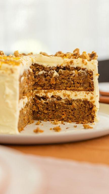 Carrot Layer Cake with Cream Cheese and Walnuts