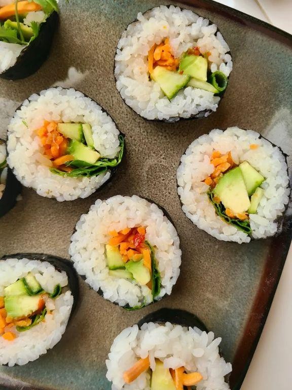 Carrot and Avocado Sushi Rolls