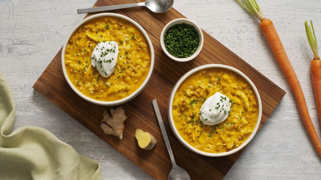 Carrot and Rice Soup with Turmeric