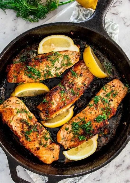 Cast Iron Seared Salmon with Dill