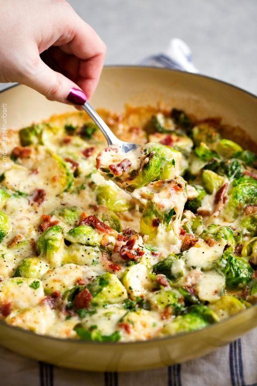 Cheesy Bacon Brussels Sprouts Gratin