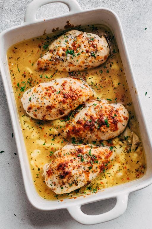 Cheesy Garlic Butter Chicken Bake