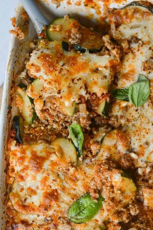 Cheesy Ground Beef and Zucchini Casserole