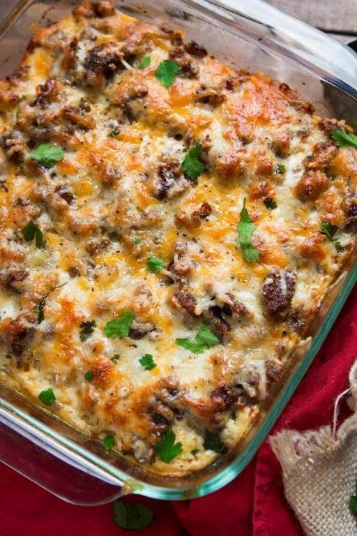 Cheesy Hashbrown and Sausage Breakfast Casserole