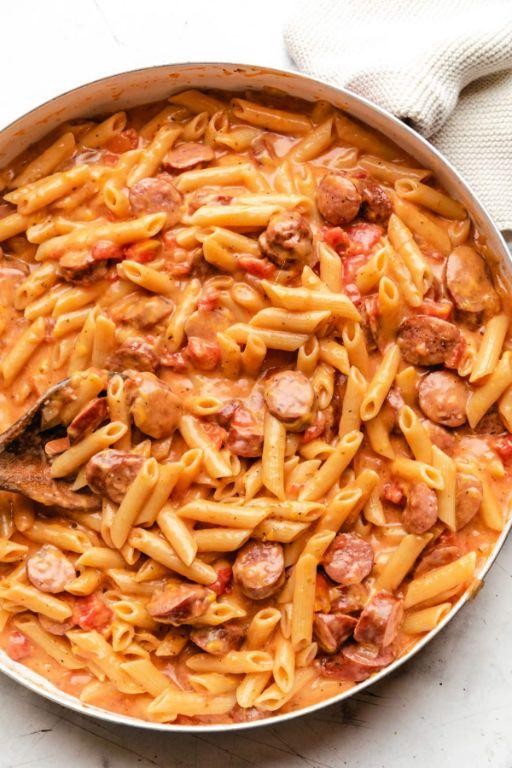 Cheesy Kielbasa and Pasta Bake