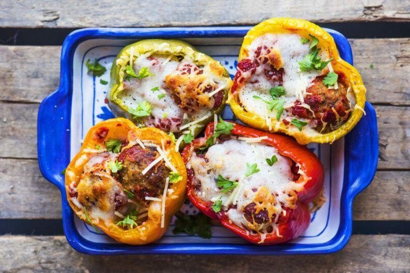 Cheesy Meatball Stuffed Peppers