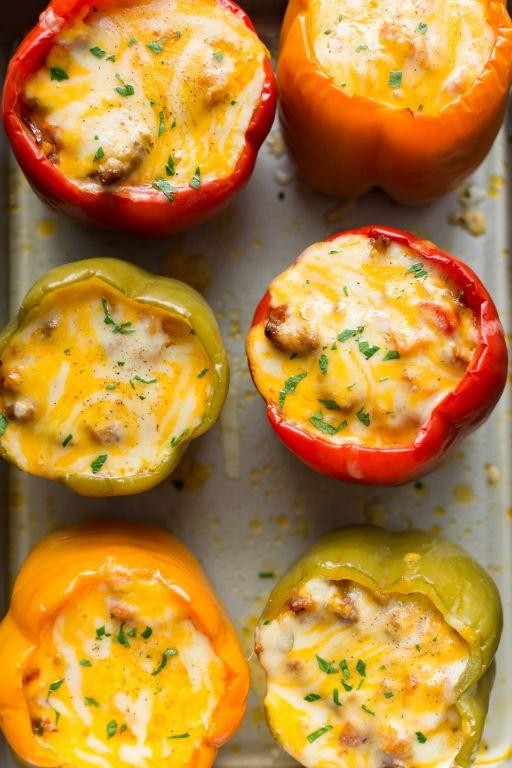 Cheesy Sausage and Peppers Stuffed Peppers